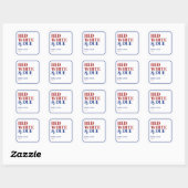 Rood Wit en Verschuldigd 4 Juli Baby shower Vierkante Sticker (Vel)