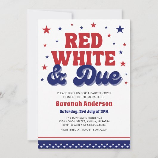 Rood, Wit en Verschuldigd 4 juli Patriottisch Baby Kaart (Voorkant)
