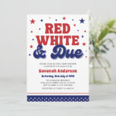 Rood, Wit en Verschuldigd 4 juli Patriottisch Baby Kaart (Staand voorkant)