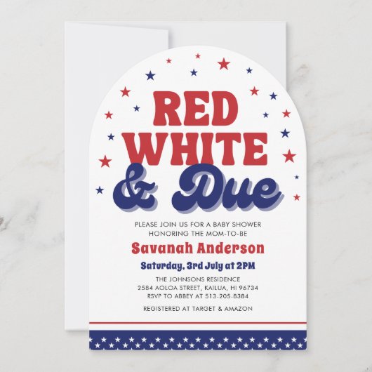 Rood, Wit en Verschuldigd 4 juli Patriottisch Baby Kaart (Voorkant)