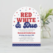 Rood, Wit en Verschuldigd 4 juli Patriottisch Baby Kaart (Staand voorkant)