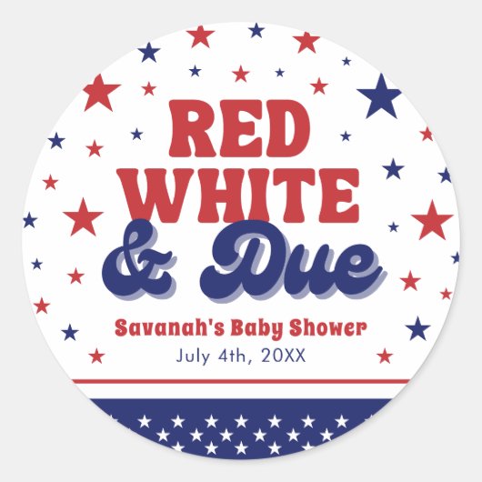 Rood, Wit en Verschuldigd 4 juli Patriottisch Baby Ronde Sticker (Voorkant)