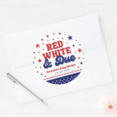 Rood, Wit en Verschuldigd 4 juli Patriottisch Baby Ronde Sticker (Envelop)