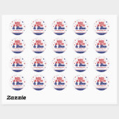 Rood, Wit en Verschuldigd 4 juli Patriottisch Baby Ronde Sticker (Vel)