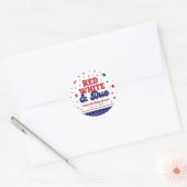 Rood, Wit en Verschuldigd 4 juli Patriottisch Baby Ronde Sticker (Envelop)