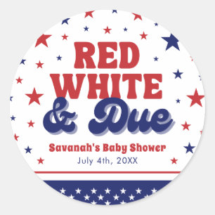 Rood, Wit en Verschuldigd 4 juli Patriottisch Baby Ronde Sticker