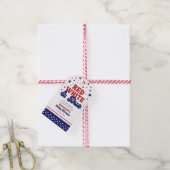 Rood, Wit en Verschuldigd 4 juli Patriottische Bab Cadeaulabel (Met Touw)