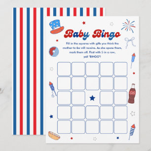 Rood Wit en Verschuldigd Baby Shower Bingo Spelkaa Kaart