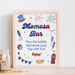 Rood Wit en Verschuldigd Baby Shower Momosa Bar Poster