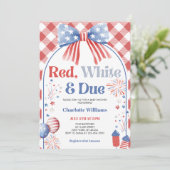 Rood Wit en Verschuldigd Baby Shower Uitnodiging (Staand voorkant)