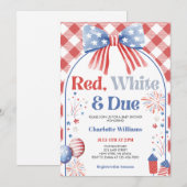 Rood Wit en Verschuldigd Baby Shower Uitnodiging (Voorkant / Achterkant)