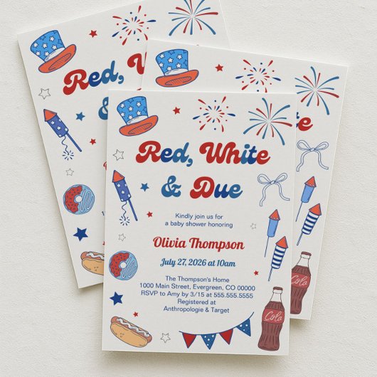 Rood Wit en Verschuldigd Baby Shower Uitnodiging