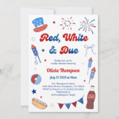 Rood Wit en Verschuldigd Baby Shower Uitnodiging (Voorkant)