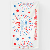 Rood Wit en Verschuldigd Baby Shower Vinyl Banner (Verticaal)