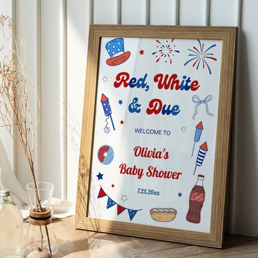 Rood Wit en Verschuldigd Baby Shower Welkom Poster