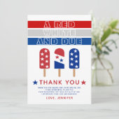 Rood Wit en Verschuldigd Vierde van Juli baby show Bedankkaart (Staand voorkant)