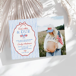Rood, Wit en Verwacht 4 juli Baby Shower Foto Kaart