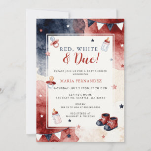 Rood Wit en Verwacht 4 juli Zomer Baby Shower Kaart