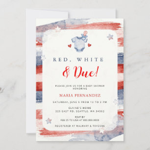 Rood Wit en Verwacht 4 juli Zomer Baby Shower Kaart