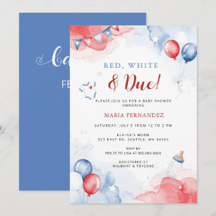 Rood Wit en Verwacht 4 juli Zomer Baby Shower Kaart