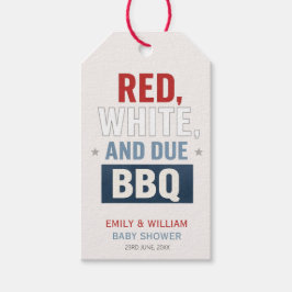 Rood Wit en Verwacht BBQ Baby Shower  Cadeaulabel