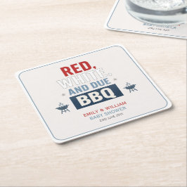 Rood Wit en Verwacht BBQ Baby Shower  Kartonnen Onderzetters