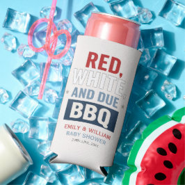 Rood Wit en Verwacht BBQ Baby Shower  Seltzer Blikjeskoeler