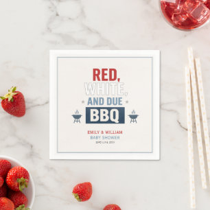 Rood Wit en Verwacht BBQ Baby Shower Servet