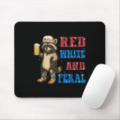 Rood Wit En Verwilderde Grappige Wasbeer Bier 4 Ju Muismat (Met muis)