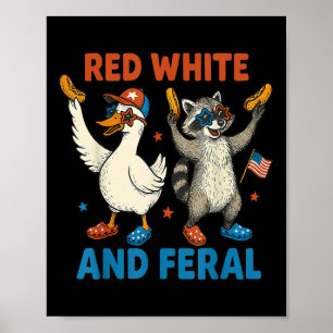 Rood Wit En Verwilderde Grappige Wasbeer & Domme G Poster