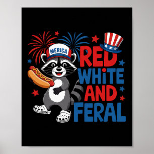 Rood Wit En Verwilderde Schattige Wasbeer Merica V Poster