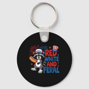 Rood Wit En Verwilderde Schattige Wasbeer Merica V Sleutelhanger