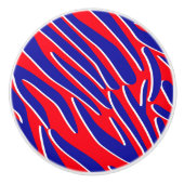 Rood, wit en vet | Tiger Stripe keramische knop (Voorkant)