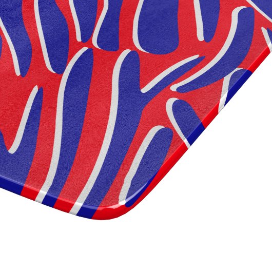 Rood, wit en vet | tijgerstreepglas snijplank (Hoek)