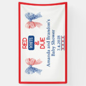 Rood/wit en vierde Baby shower Spandoek (Verticaal)