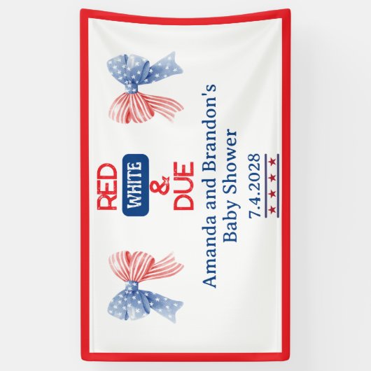 Rood/wit en vierde Baby shower Spandoek (Verticaal)