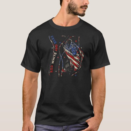Rood Wit en Vist Largemouth Amer T-shirt (Voorkant)