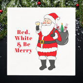 Rood wit en wees vrolijk kerstwijn servet