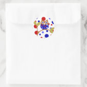 Rood, Wit en Wie wiebelt! Ronde Sticker (Tas)