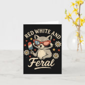 Rood Wit En Wild 4 Juli Grappige Wasbeer Kinderen Kaart (Gele Bloem)