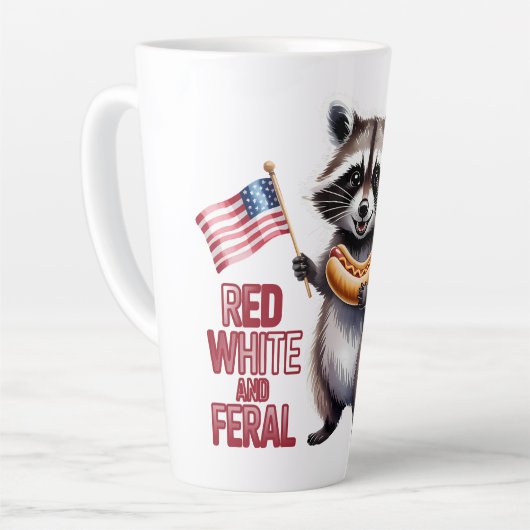 Rood wit en wild en gratis wasbeer latte mok (Linkerhoek)