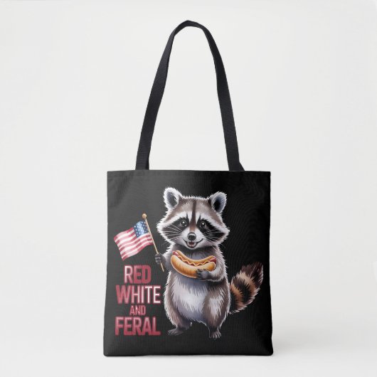Rood wit en wild en gratis wasbeer tote bag (Voorkant)