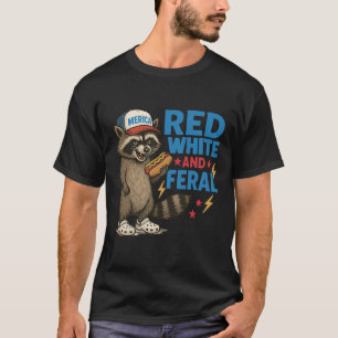 Rood Wit en Wild – Grappige Wasbeer Patriottische T-shirt