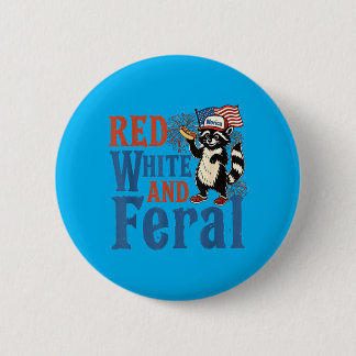 Rood Wit En Wild Komische Wasbeer Amerika Vierde Ronde Button 5,7 Cm