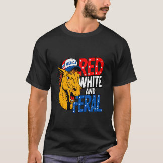 Rood Wit En Wild - Patriottisch USA Paard Merica 4 T-shirt