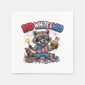 Rood Wit en Wilde Wasbeer 4 juli Servet (Voorkant)