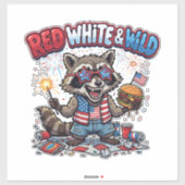 Rood Wit en Wilde Wasbeer 4 juli Sticker (Vel)