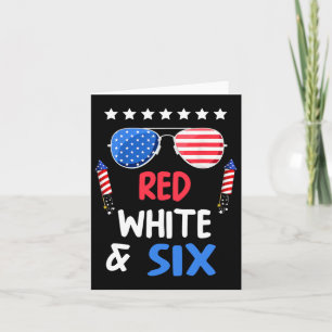 Rood wit en zes 6e verjaardag 4 juli Indepen Kaart