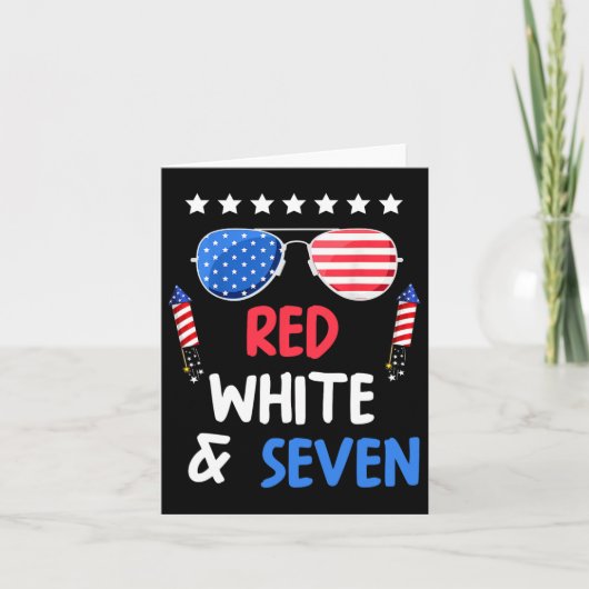 Rood wit en zeven 7e verjaardag 4 juli INDEP Kaart (Voorkant)
