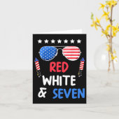 Rood wit en zeven 7e verjaardag 4 juli INDEP Kaart (Gele Bloem)